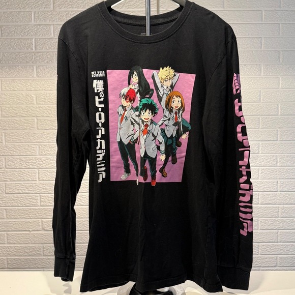 My Hero Academia Funimation Anime Manga Long Sleeve Black Graphic Tee - Picture 1 of 3